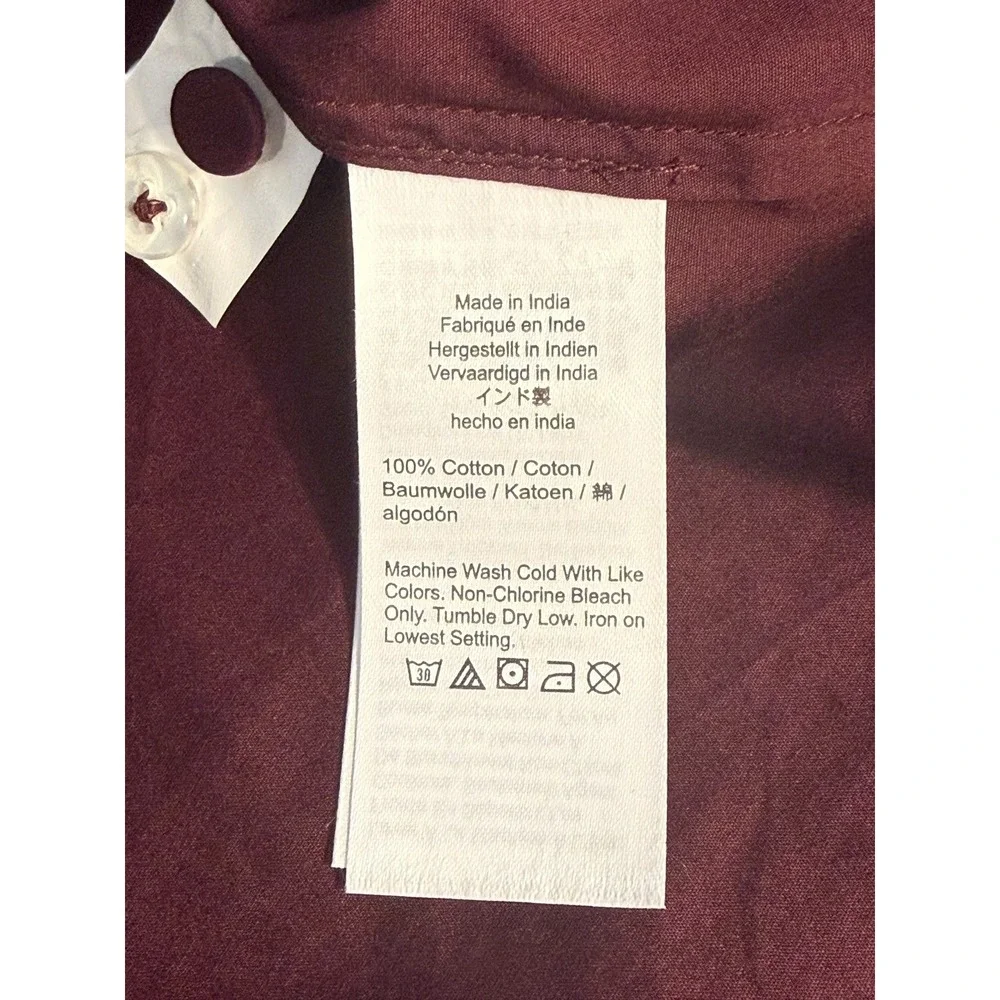 Madewell V-Neck Button-Front Top Dark Pomegranate Burgundy NY535 Small NEW